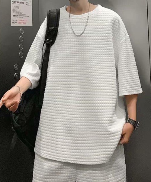 KELVIN(ケルヴァン)の「Textured Waffle Setup テクスチャーワッフルセットアップ(セットアップ・メンズ・ホワイト/ブラック・MEDIUM/LARGE)」の4枚目の写真