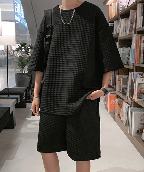 KELVIN(ケルヴァン)の「Textured Waffle Setup テクスチャーワッフルセットアップ(セットアップ・メンズ・ホワイト/ブラック・MEDIUM/LARGE)」の5枚目の写真