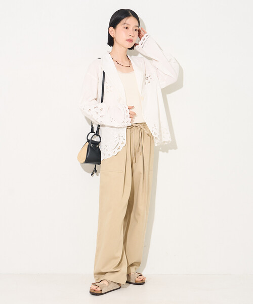 FREAK'S STORE(フリークスストア)の「インド カットワークレース シャツジャケット(テーラードジャケット・レディース・オフホワイト/ブラック・フリ-)」の7枚目の写真