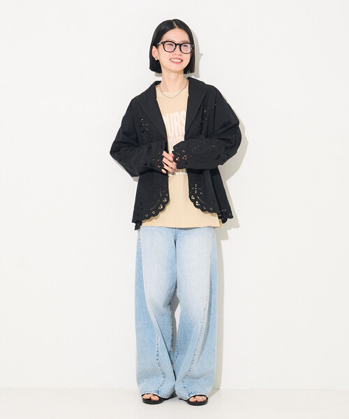 FREAK'S STORE(フリークスストア)の「インド カットワークレース シャツジャケット(テーラードジャケット・レディース・オフホワイト/ブラック・フリ-)」の16枚目の写真
