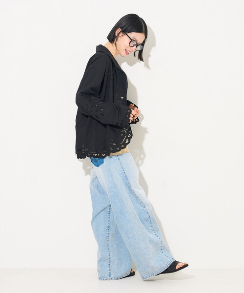 FREAK'S STORE(フリークスストア)の「インド カットワークレース シャツジャケット(テーラードジャケット・レディース・オフホワイト/ブラック・フリ-)」の17枚目の写真