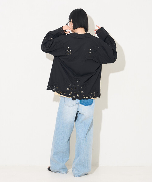 FREAK'S STORE(フリークスストア)の「インド カットワークレース シャツジャケット(テーラードジャケット・レディース・オフホワイト/ブラック・フリ-)」の18枚目の写真