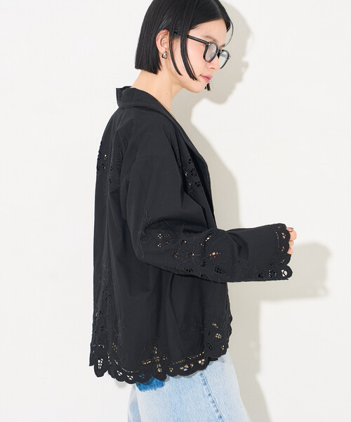 FREAK'S STORE(フリークスストア)の「インド カットワークレース シャツジャケット(テーラードジャケット・レディース・オフホワイト/ブラック・フリ-)」の22枚目の写真