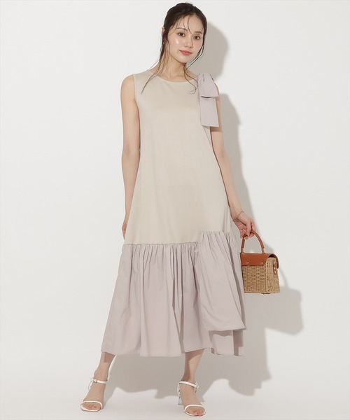WILLSELECTION(ウィルセレクション)の「ショルダーリボンヘムフレアワンピース(ワンピース・レディース・ピンク/ラベンダー/ブラック・FREE)」の3枚目の写真