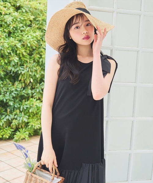 WILLSELECTION(ウィルセレクション)の「ショルダーリボンヘムフレアワンピース(ワンピース・レディース・ピンク/ラベンダー/ブラック・FREE)」の5枚目の写真