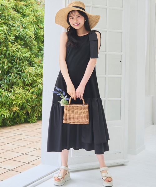 WILLSELECTION(ウィルセレクション)の「ショルダーリボンヘムフレアワンピース(ワンピース・レディース・ピンク/ラベンダー/ブラック・FREE)」の6枚目の写真