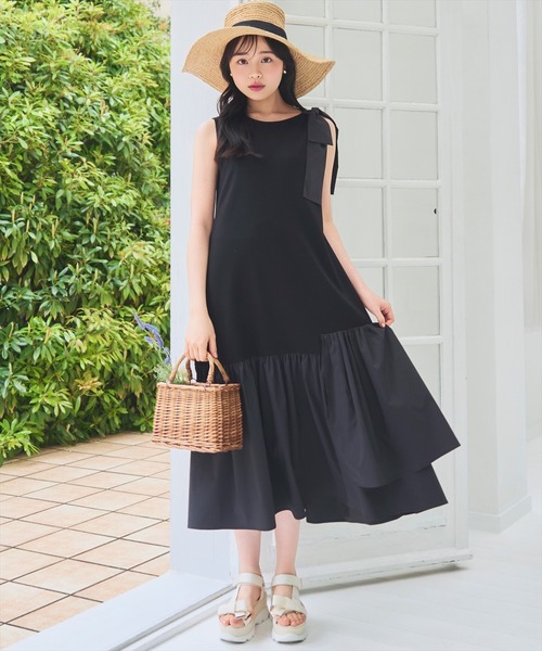 WILLSELECTION(ウィルセレクション)の「ショルダーリボンヘムフレアワンピース(ワンピース・レディース・ピンク/ラベンダー/ブラック・FREE)」の8枚目の写真