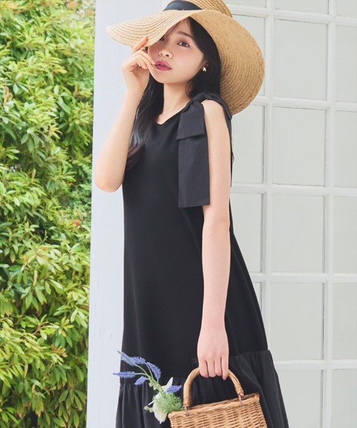 WILLSELECTION(ウィルセレクション)の「ショルダーリボンヘムフレアワンピース(ワンピース・レディース・ピンク/ラベンダー/ブラック・FREE)」の12枚目の写真