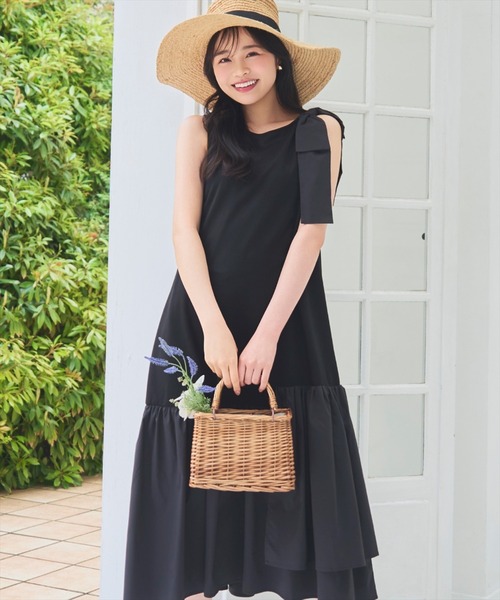 WILLSELECTION(ウィルセレクション)の「ショルダーリボンヘムフレアワンピース(ワンピース・レディース・ピンク/ラベンダー/ブラック・FREE)」の13枚目の写真