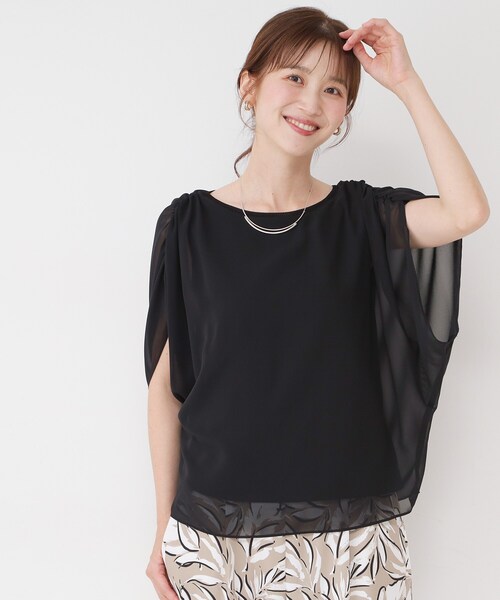 COUP DE CHANCE(クードシャンス)の「【日本製/インナー付き】ギャザースリーブプルオーバー(Tシャツ/カットソー・レディース・ブラック/ライトグレー/ホワイト/ブルー系その他・34/38)」の14枚目の写真