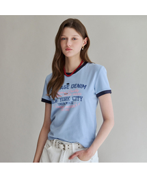 ヴィンテージビーズレタリングリンガーTシャツ