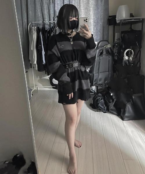 gibous(ギボス)の「gibous/ギボス/scorpion border knit(ニット/セーター・レディース・グレー・F)」の7枚目の写真