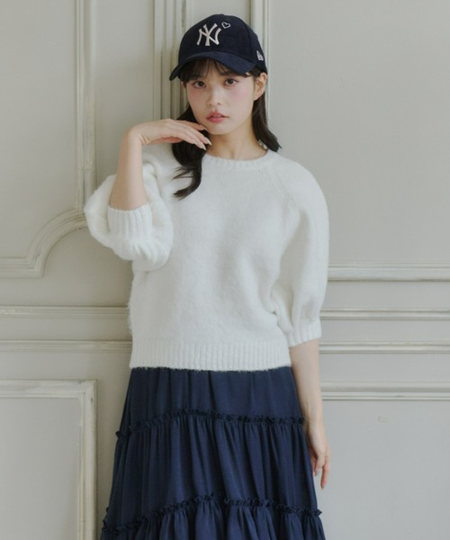 Olu.(オルドット)の「モヘアハーフスリーブニット(ニット/セーター・レディース・ピンク/グレー/オフホワイト/ブラック・FREE)」の2枚目の写真