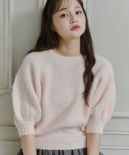 Olu.(オルドット)の「モヘアハーフスリーブニット(ニット/セーター・レディース・ピンク/グレー/オフホワイト/ブラック・FREE)」の19枚目の写真