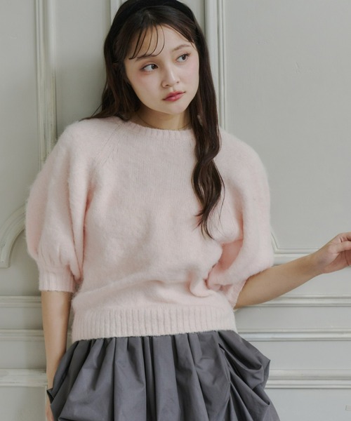 Olu.(オルドット)の「モヘアハーフスリーブニット(ニット/セーター・レディース・ピンク/グレー/オフホワイト/ブラック・FREE)」の20枚目の写真