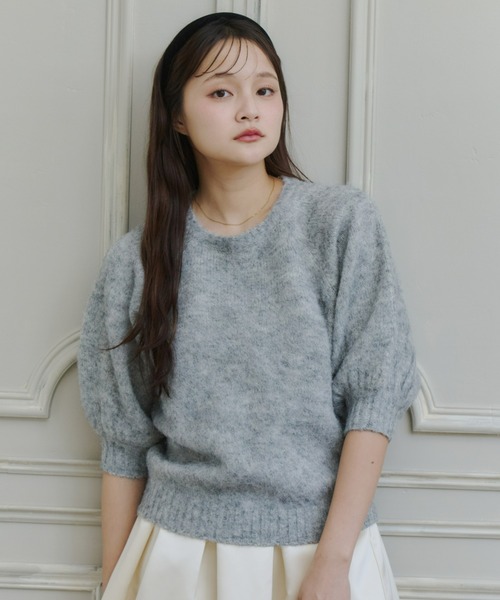 Olu.(オルドット)の「モヘアハーフスリーブニット(ニット/セーター・レディース・ピンク/グレー/オフホワイト/ブラック・FREE)」の14枚目の写真