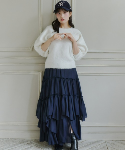 Olu.(オルドット)の「モヘアハーフスリーブニット(ニット/セーター・レディース・ピンク/グレー/オフホワイト/ブラック・FREE)」の8枚目の写真