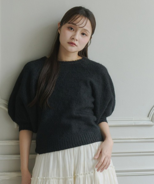 Olu.(オルドット)の「モヘアハーフスリーブニット(ニット/セーター・レディース・ピンク/グレー/オフホワイト/ブラック・FREE)」の9枚目の写真