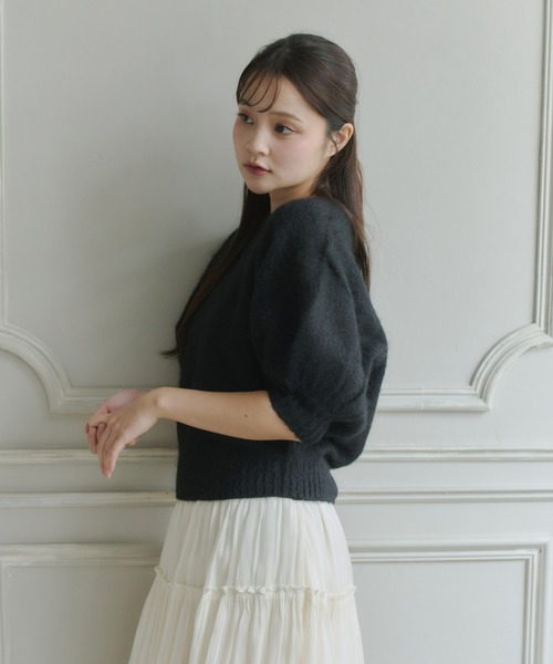 Olu.(オルドット)の「モヘアハーフスリーブニット(ニット/セーター・レディース・ピンク/グレー/オフホワイト/ブラック・FREE)」の10枚目の写真