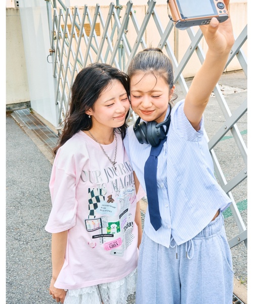 LOVETOXIC(ラブトキシック)の「【LTXC/綿100%】コラージュプリント半袖T(Tシャツ/カットソー・キッズ・チャコール/オフホワイト/ピンク・L:160cm/M:150cm/S:140cm/130cm)」の15枚目の写真