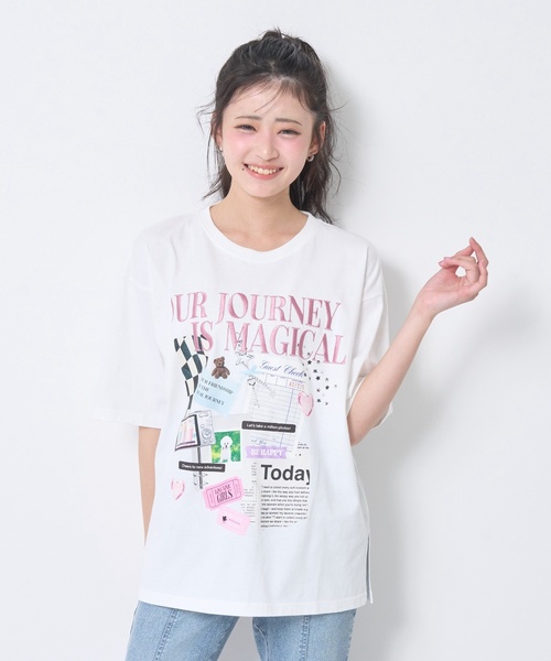 LOVETOXIC(ラブトキシック)の「【LTXC/綿100%】コラージュプリント半袖T(Tシャツ/カットソー・キッズ・チャコール/オフホワイト/ピンク・L:160cm/M:150cm/S:140cm/130cm)」の18枚目の写真