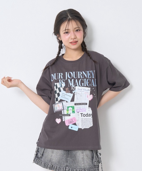 LOVETOXIC(ラブトキシック)の「【LTXC/綿100%】コラージュプリント半袖T(Tシャツ/カットソー・キッズ・チャコール/オフホワイト/ピンク・L:160cm/M:150cm/S:140cm/130cm)」の20枚目の写真
