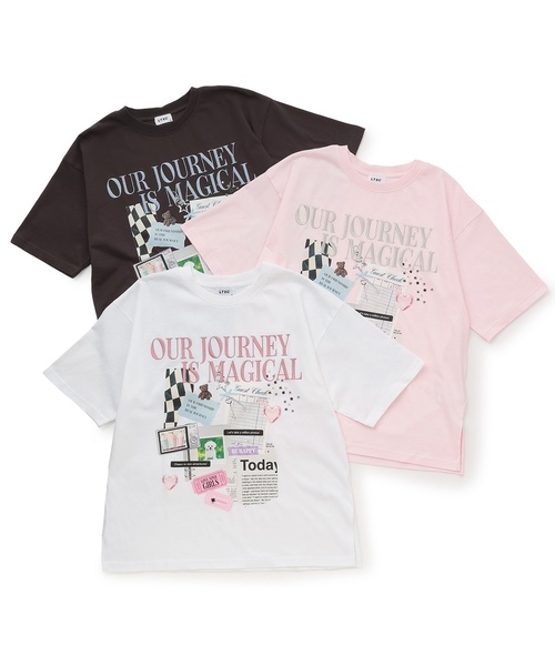 LOVETOXIC(ラブトキシック)の「【LTXC/綿100%】コラージュプリント半袖T(Tシャツ/カットソー・キッズ・チャコール/オフホワイト/ピンク・L:160cm/M:150cm/S:140cm/130cm)」の21枚目の写真