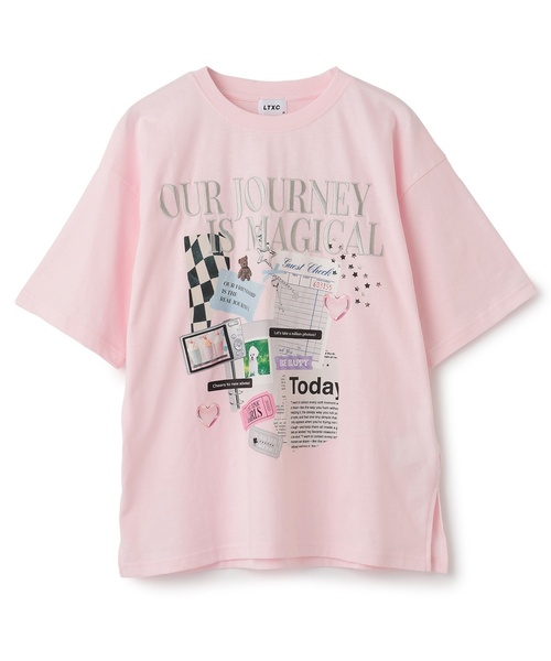 LOVETOXIC(ラブトキシック)の「【LTXC/綿100%】コラージュプリント半袖T(Tシャツ/カットソー・キッズ・チャコール/オフホワイト/ピンク・L:160cm/M:150cm/S:140cm/130cm)」の4枚目の写真