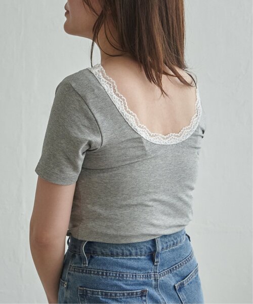 VENCEEXCHANGE（ヴァンスエクスチェンジ）の「襟レースバックオープンプルオーバー（Tシャツ/カットソー・レディース・オフホワイト/グレー/ブラック・FREE）」の3枚目の写真