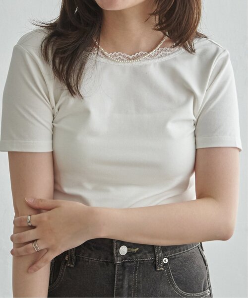 VENCEEXCHANGE（ヴァンスエクスチェンジ）の「襟レースバックオープンプルオーバー（Tシャツ/カットソー・レディース・オフホワイト/グレー/ブラック・FREE）」の10枚目の写真