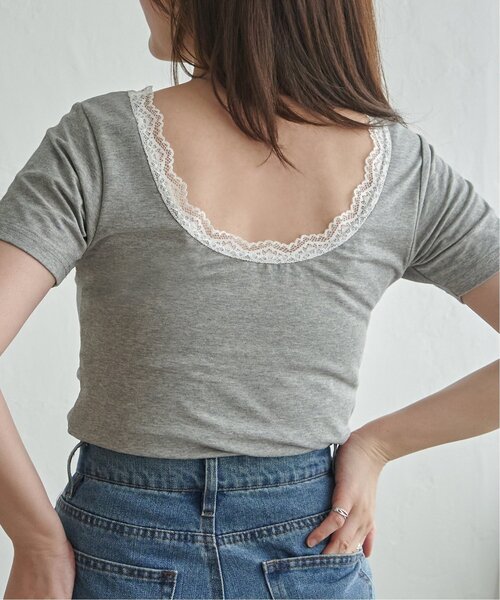 VENCEEXCHANGE（ヴァンスエクスチェンジ）の「襟レースバックオープンプルオーバー（Tシャツ/カットソー・レディース・オフホワイト/グレー/ブラック・FREE）」の16枚目の写真