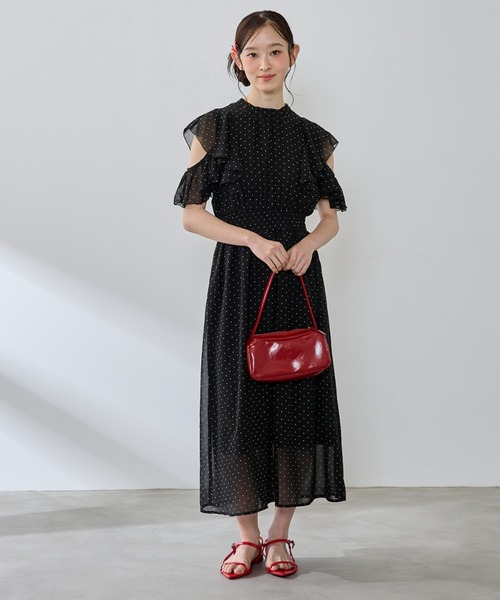 P.V.T(ピーブイティー)の「バックリボンドットシフォンワンピース(ワンピース・レディース・ホワイト/ブラック・M)」の10枚目の写真
