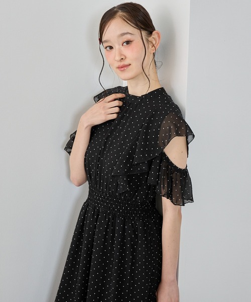 P.V.T(ピーブイティー)の「バックリボンドットシフォンワンピース(ワンピース・レディース・ホワイト/ブラック・M)」の18枚目の写真