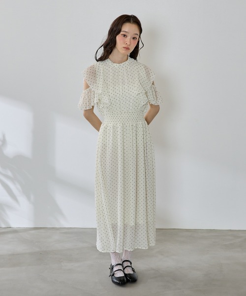 P.V.T(ピーブイティー)の「バックリボンドットシフォンワンピース(ワンピース・レディース・ホワイト/ブラック・M)」の20枚目の写真