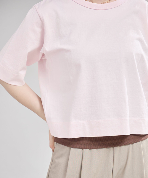 IENA（イエナ）の「《追加》クロップドTシャツ（Tシャツ/カットソー・レディース・ライトグレー/ホワイト/ピンク/ブラック・FREE）」の6枚目の写真