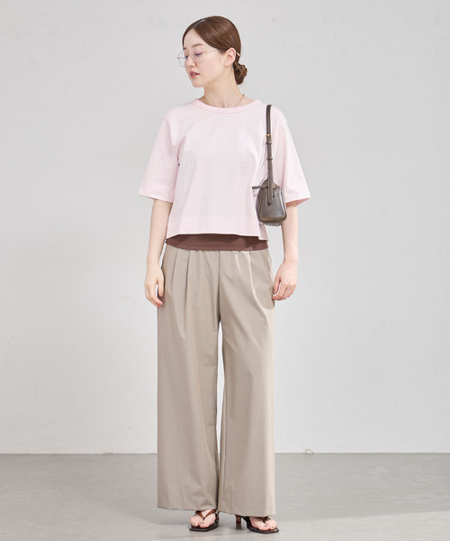 IENA（イエナ）の「《追加》クロップドTシャツ（Tシャツ/カットソー・レディース・ライトグレー/ホワイト/ピンク/ブラック・FREE）」の7枚目の写真