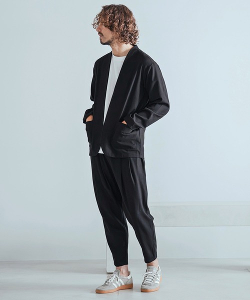 Magine（マージン）の「mj11741-Herringbone Check - Solid TR Stretch Collarless Jacket ノーカラージャケット(MGN-263-009)（ノーカラージャケット・メンズ・ブラック/ブラック系その他/グレー系その他・44/46/48）」の9枚目の写真