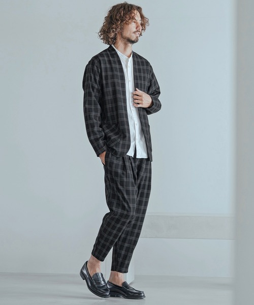 Magine（マージン）の「mj11741-Herringbone Check - Solid TR Stretch Collarless Jacket ノーカラージャケット(MGN-263-009)（ノーカラージャケット・メンズ・ブラック/ブラック系その他/グレー系その他・44/46/48）」の21枚目の写真