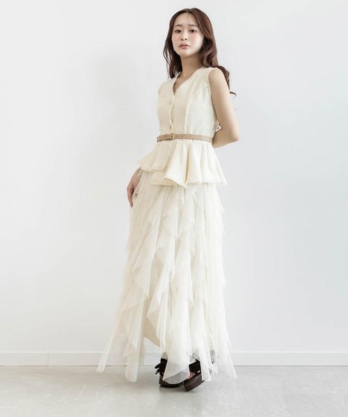 RANDA（ランダ）の「【4サイズ展開】ラッフルフリルスカートレイヤードライクワンピース（ワンピース・レディース・ブラウン/ダークグレー/クリーム・1/0/00/2）」の3枚目の写真