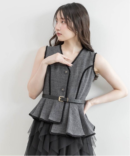 RANDA（ランダ）の「【4サイズ展開】ラッフルフリルスカートレイヤードライクワンピース（ワンピース・レディース・ブラウン/ダークグレー/クリーム・1/0/00/2）」の16枚目の写真