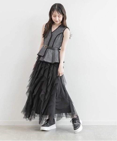 RANDA（ランダ）の「【4サイズ展開】ラッフルフリルスカートレイヤードライクワンピース（ワンピース・レディース・ブラウン/ダークグレー/クリーム・1/0/00/2）」の19枚目の写真