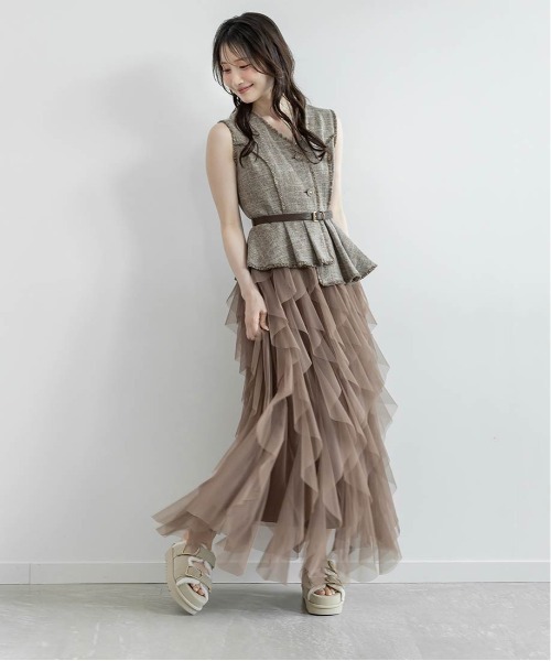 RANDA（ランダ）の「【4サイズ展開】ラッフルフリルスカートレイヤードライクワンピース（ワンピース・レディース・ブラウン/ダークグレー/クリーム・1/0/00/2）」の20枚目の写真