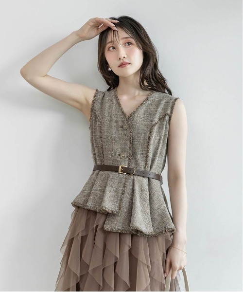 RANDA（ランダ）の「【4サイズ展開】ラッフルフリルスカートレイヤードライクワンピース（ワンピース・レディース・ブラウン/ダークグレー/クリーム・1/0/00/2）」の21枚目の写真