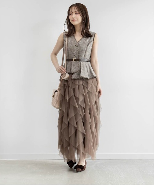 RANDA（ランダ）の「【4サイズ展開】ラッフルフリルスカートレイヤードライクワンピース（ワンピース・レディース・ブラウン/ダークグレー/クリーム・1/0/00/2）」の5枚目の写真