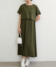 シルケット加工Vネックボレロ×ノースリーブワンピースセットアップ