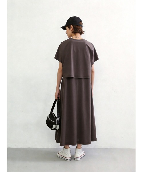Sew loop(ソーループ)の「シルケット加工Vネックボレロ×ノースリーブワンピースセットアップ(ワンピース・レディース・グリーン/チャコールグレー/カーキ・M/L)」の6枚目の写真