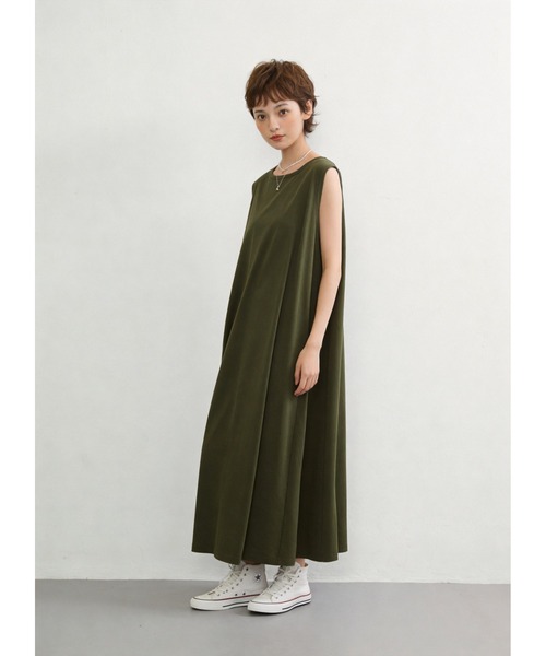 Sew loop(ソーループ)の「シルケット加工Vネックボレロ×ノースリーブワンピースセットアップ(ワンピース・レディース・グリーン/チャコールグレー/カーキ・M/L)」の13枚目の写真