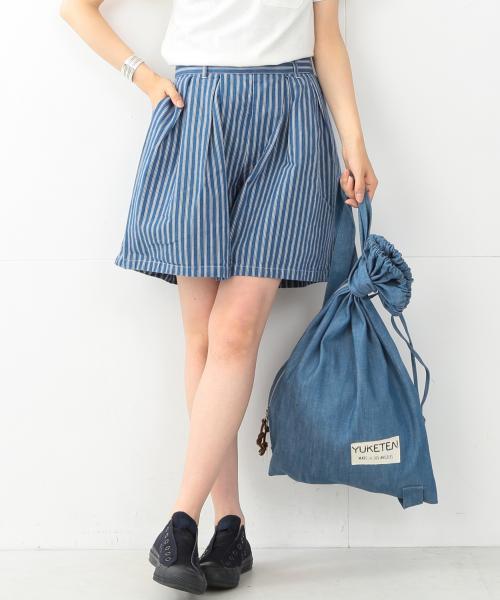 BEAMS BOY（ビームスボーイ）の「BEAMS BOY / ヒッコリー プリーツ ショーツ（その他パンツ・レディース・ブルー/ネイビー・ONE SIZE）」の4枚目の写真