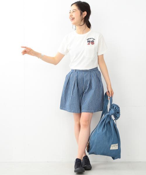 BEAMS BOY（ビームスボーイ）の「BEAMS BOY / ヒッコリー プリーツ ショーツ（その他パンツ・レディース・ブルー/ネイビー・ONE SIZE）」の6枚目の写真