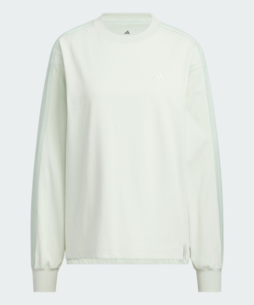 adidas(アディダス)の「エッセンシャルズ プラス スリー ストライプス ルーズ フィット 長袖 Tシャツ / ロンT / アディダス adidas(Tシャツ/カットソー・レディース・グリーン・XX-LARGE/LARGE/MEDIUM/SMALL/X-LARGE/X-SMALL)」の6枚目の写真